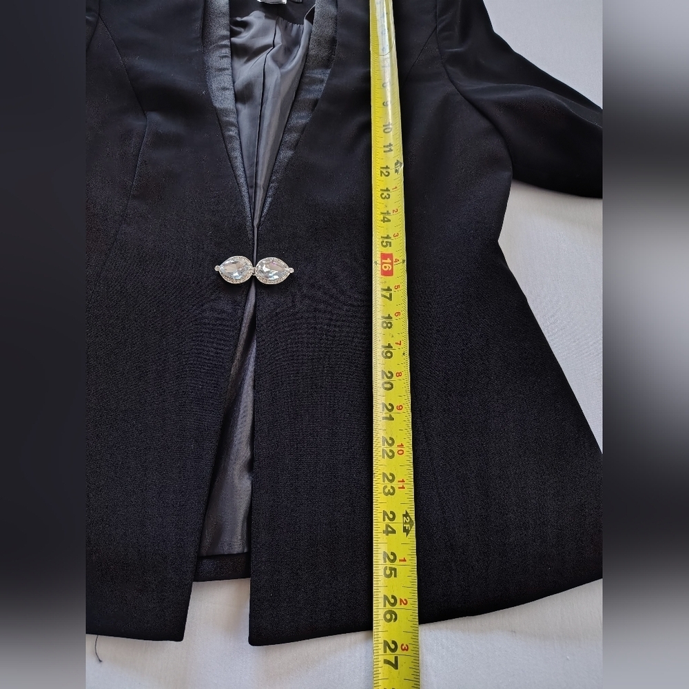 Champagne Black Women's Blazer with Crystal Button Size 8 - Picture 4 of 7